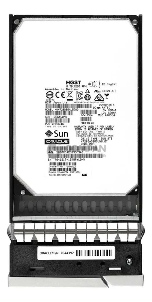 Disco Rígido Hgst Huh728080al5200 Sas 8tb 12gb/s 7.2k 3.5 Lff Hot Swap Servidor Disco Rígido Hgst Huh728080al5200 Sas 8tb 12gb/s 7.2k 3.5 Lff Hot Swap Servidor
