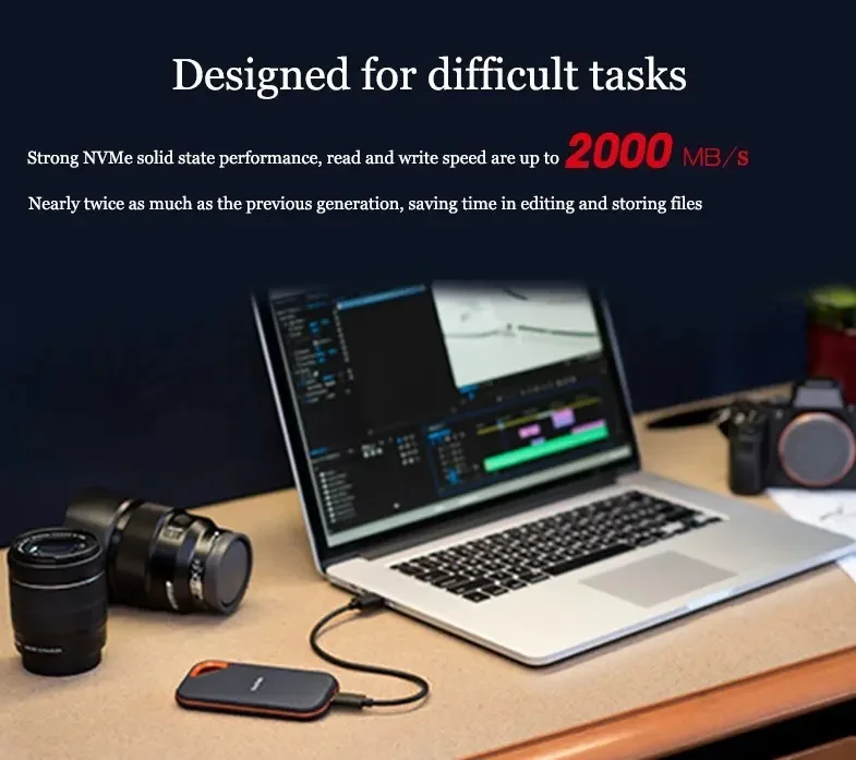 Imagem 2 de 2 do produto SSD Externo Sandisk 4TB Extreme Pro Sdssde81-4t00-g25 Preto