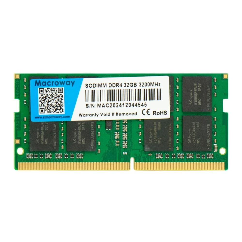 Memória Ram Notebook Macroway 32gb Ddr4 3200mhz So-dimm Cl22 1.2v Módulo De Memória Para Laptop Upgrade Alta Performance