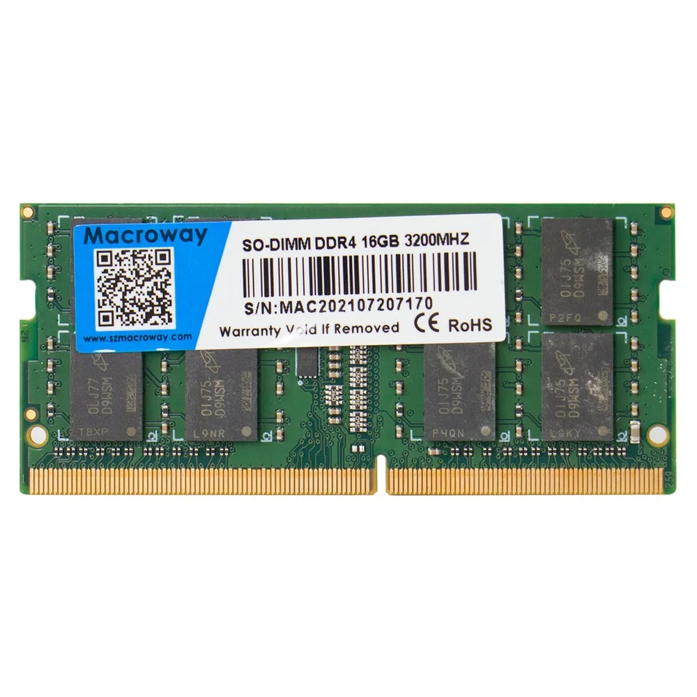 Memória Ram Macroway 16gb Ddr4 3200mhz So-dimm Notebook PC Laptop Alta Performance Upgrade Velocidade 260-pin Cl22 1.2v