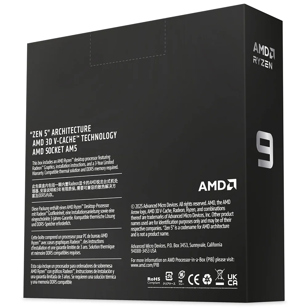 Imagem 2 de 3 do produto Processador Amd Ryzen 9 9950x3d2 Socket Am5 / 4.3ghz / 208mb