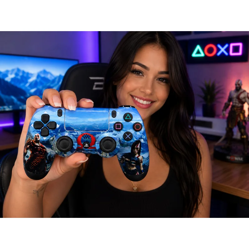 Controle Sem Fio Compatível Com Play4 Ps4 Playstation 4 / Slim / Pro / PC E Smart Tvs Samsung Personalizado Cor:azul Azu Controle Sem Fio Compatível Com Play4 Ps4 Playstation 4 / Slim / Pro / PC E Smart Tvs Samsung Personalizado Cor:azul Azu