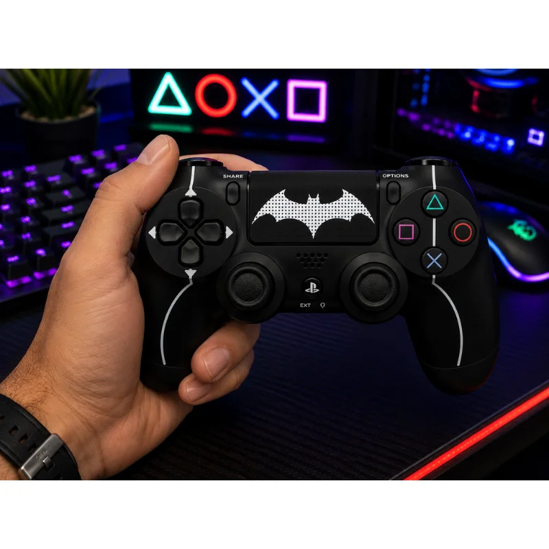 Imagem 3 de 4 do produto Controle Sem Fio Compatível Com Play4 Ps4 Playstation 4 / Slim / Pro / PC E Smart Tvs Samsung Personalizado Cor:preto Ba