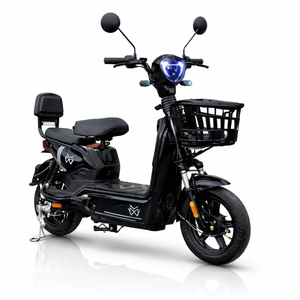Bicicleta Elétrica Jy Mw 500w Sem Cnh 3 Velocidades Couro Cor:preto