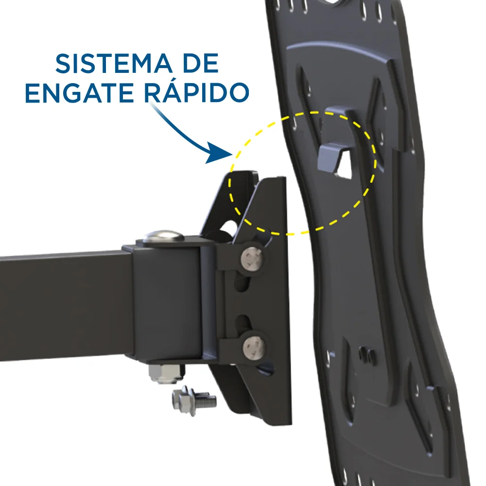 Imagem 3 de 5 do produto Suporte Articulado Para Tv, 15" A 58", Inclinação, Ajuste De Nível, Suporte Até 30kg, Preto, Move200, Elg
