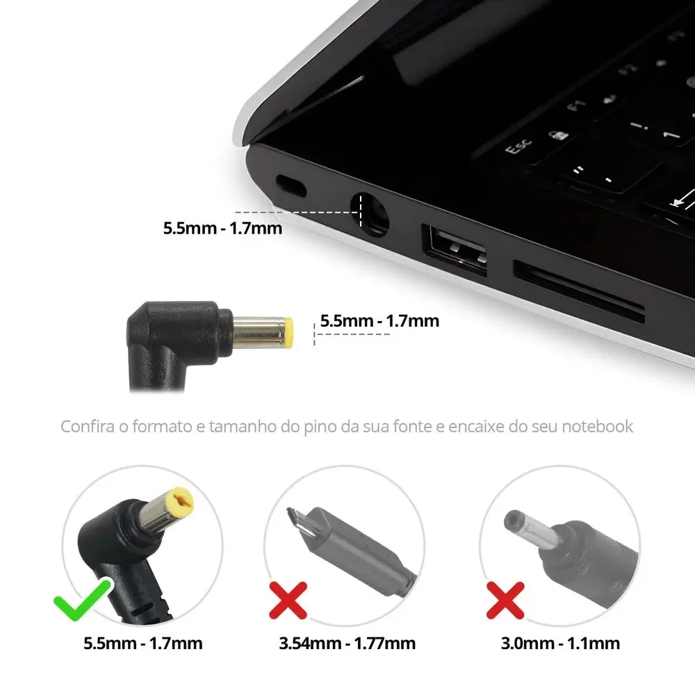 Fonte P/ Notebook Acer 19v 7.9a 150w (5.5 X 1.7mm) Bestbattery Bb20-ac19-e21