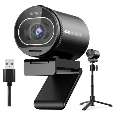 Webcam Emeet S600 4k Usb Para PC - Sensor Sony, Autofoco Pdaf, 60fps, 2 Microfones, Com Tripé