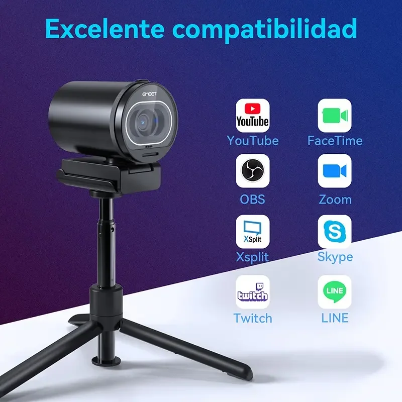 Imagem 3 de 4 do produto Webcam Emeet S600 4k Usb Para PC - Sensor Sony, Autofoco Pdaf, 60fps, 2 Microfones, Com Tripé