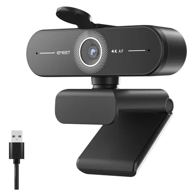 Webcam Emeet C60e 4k Usb Para PC - Autofoco, 8mp, 60fps, Microfone Integrado, Tampa De Privacidade