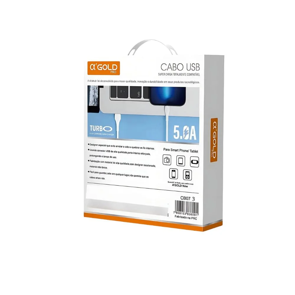 Imagem 2 de 5 do produto Cabo Usb Super Carga A'gold Pro 5.0a Cb07-3