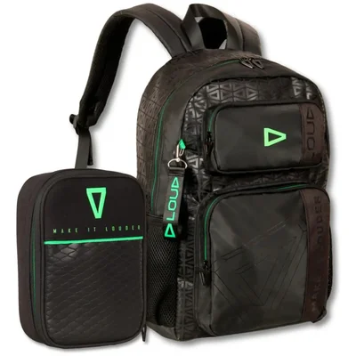 Mochila Loud Com Estojo Gamer Preto Casual Para Notebook Geométrico