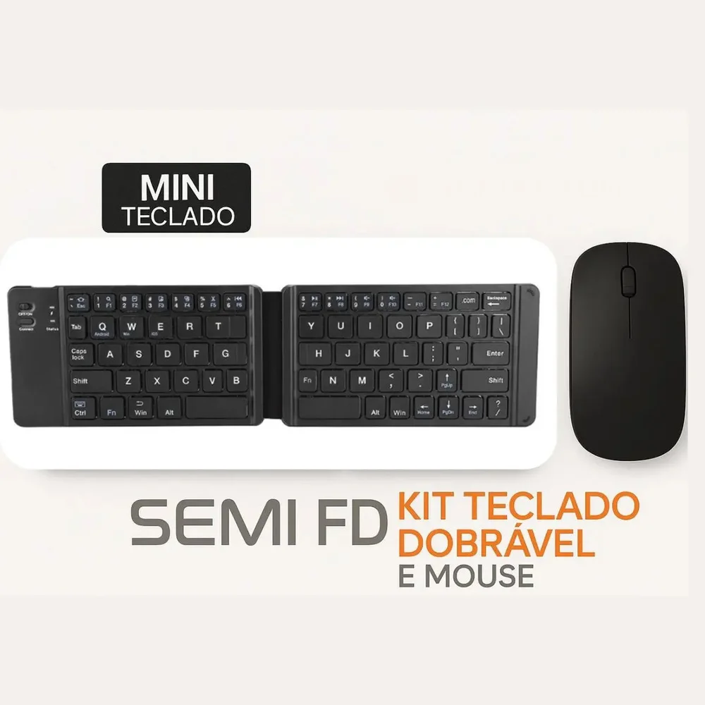 Imagem 3 de 5 do produto Kit Teclado Dobrável Bluetooth Portátil E Mouse Sem Fio Wireless - Portabilidade