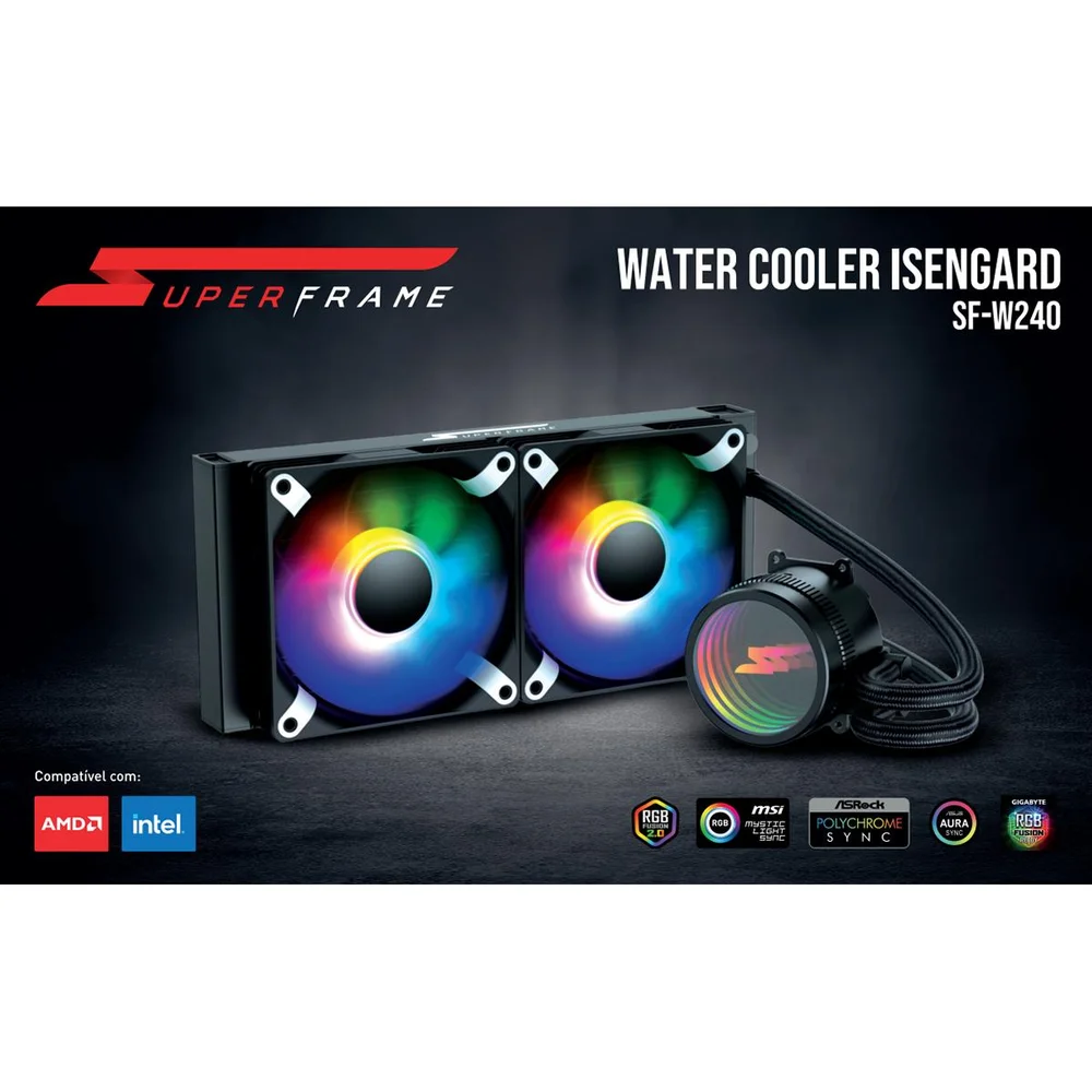 Water Cooler Superframe Isengard, ARGB, 240mm, Intel-amd, Controladora, Black, Sf-w240 Water Cooler Superframe Isengard, ARGB, 240mm, Intel-amd, Controladora, Black, Sf-w240