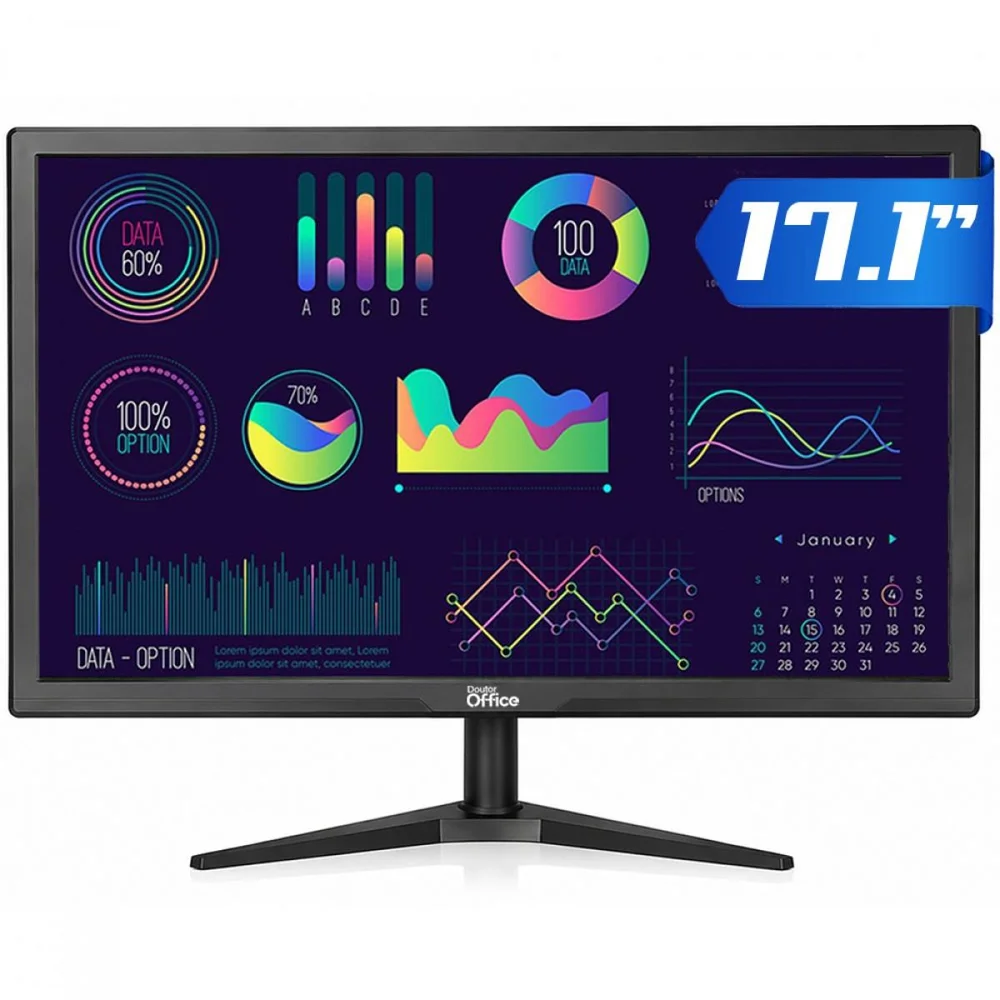 Monitor Dr. Office, 17.1 Pol, Wxga+, 60hz, HDMI/vga, Preto, Do-mn-pd17htfa1b Monitor Dr. Office, 17.1 Pol, Wxga+, 60hz, HDMI/vga, Preto, Do-mn-pd17htfa1b