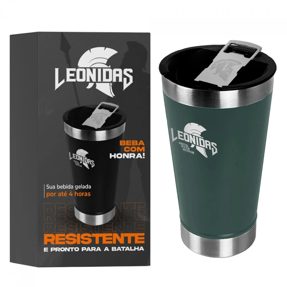 Imagem 2 de 3 do produto Copo Térmico Leonidas, 473ml, Quente Ou Frio, Metal, Verde