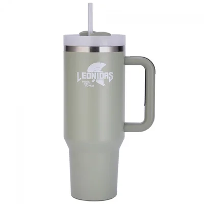 Copo Térmico Leônidas, 1180ml, Com Canudo, Quente Ou Frio, Metal, Verde, Ln-gl-st1180mlgr