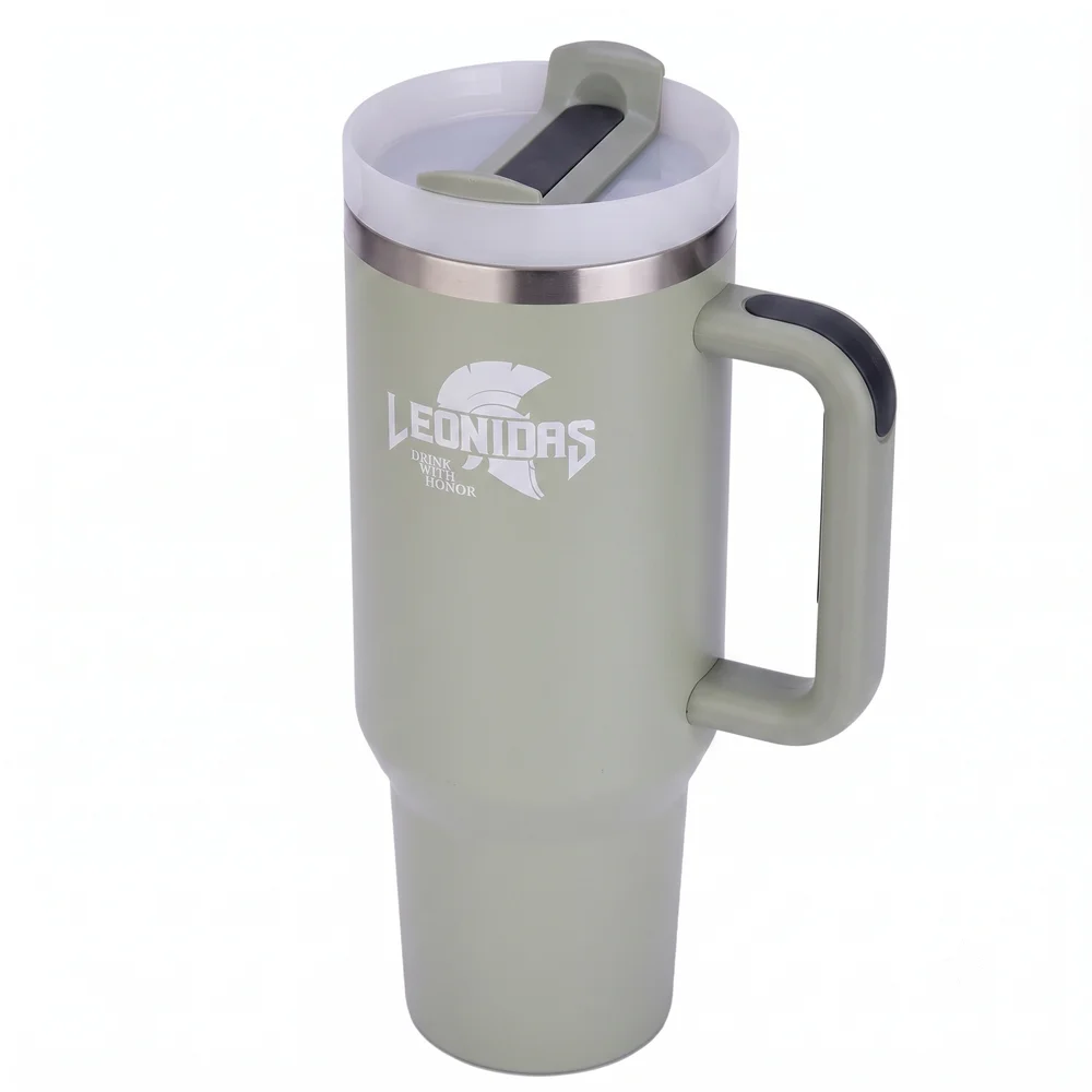 Imagem 3 de 4 do produto Copo Térmico Leônidas, 1180ml, Com Canudo, Quente Ou Frio, Metal, Verde, Ln-gl-st1180mlgr