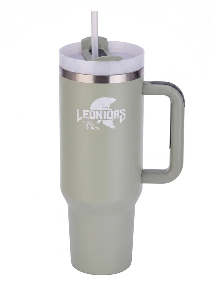 Imagem 4 de 4 do produto Copo Térmico Leônidas, 1180ml, Com Canudo, Quente Ou Frio, Metal, Verde, Ln-gl-st1180mlgr