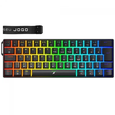 Teclado Mecânico Gamer Superframe Player Pro, RGB, 60%, Switch Red, Usb, Abnt2, Com Alça, Preto, Sf-kb-pprd60bruab