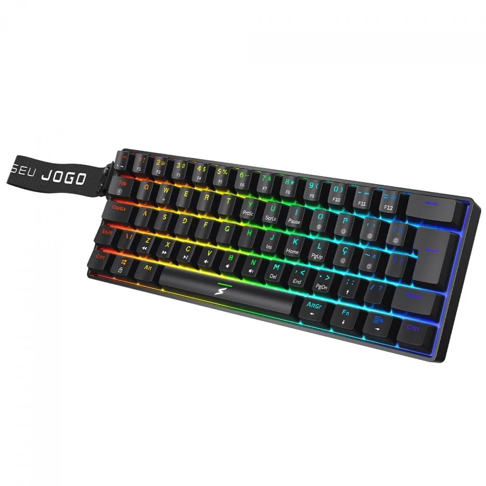 Imagem 2 de 5 do produto Teclado Mecânico Gamer Superframe Player Pro, RGB, 60%, Switch Red, Usb, Abnt2, Com Alça, Preto, Sf-kb-pprd60bruab
