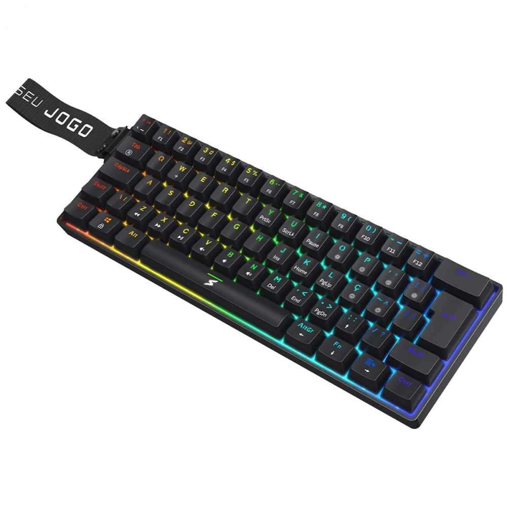 Imagem 3 de 5 do produto Teclado Mecânico Gamer Superframe Player Pro, RGB, 60%, Switch Red, Usb, Abnt2, Com Alça, Preto, Sf-kb-pprd60bruab