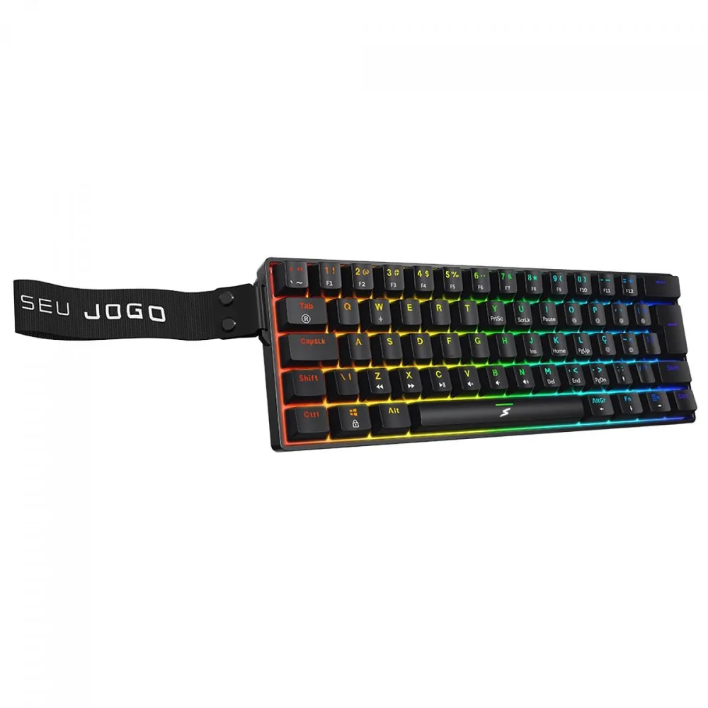 Imagem 5 de 5 do produto Teclado Mecânico Gamer Superframe Player Pro, RGB, 60%, Switch Red, Usb, Abnt2, Com Alça, Preto, Sf-kb-pprd60bruab