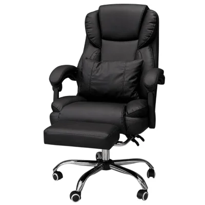 Cadeira Escritório Presidente Axen Domann Design Assento Pu Preto Retrátil Base Metal