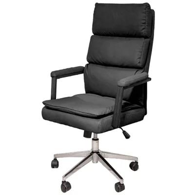 Cadeira Escritório Presidente Evo Domann Design Assento Pu Preto E Base Metal