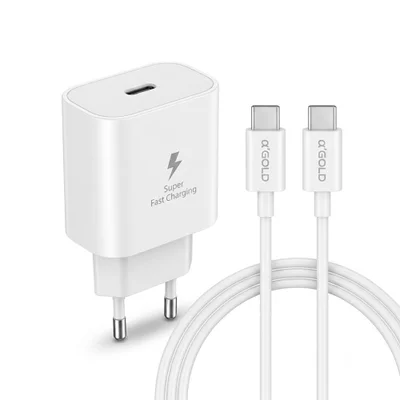 Kit Carregador E Cabo Turbo A'gold Usb-c 30w Branco - Ca37-3