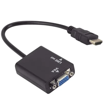 Adaptador De Video HDMI Macho Para Vga Femea + Audio P2 Tomate