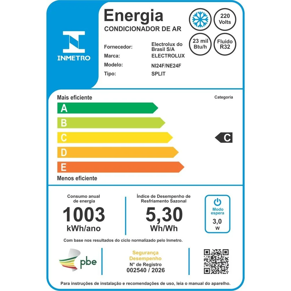 Imagem 5 de 5 do produto Ar Condicionado Split Electrolux Hi Wall Maxcomfort Full Inverter 23.000 Btu/h Frio Monofásico Branco Ni24f/ne24f 220v
