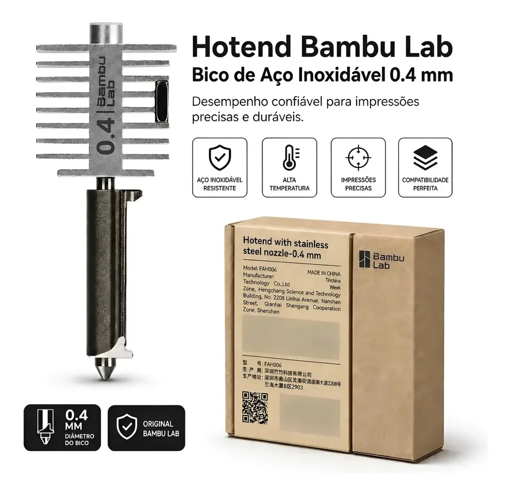 Imagem 3 de 3 do produto Hotend Original Bambu Lab A1 / A1 Mini - Bico Original - 0.4 mm