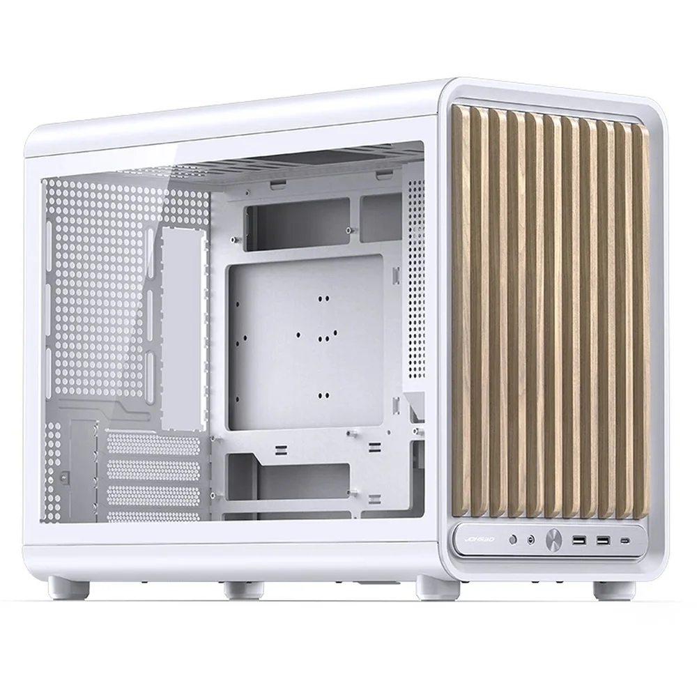 Gabinete Premium Jonsbo D33 Wood M-atx Branco E Madeira