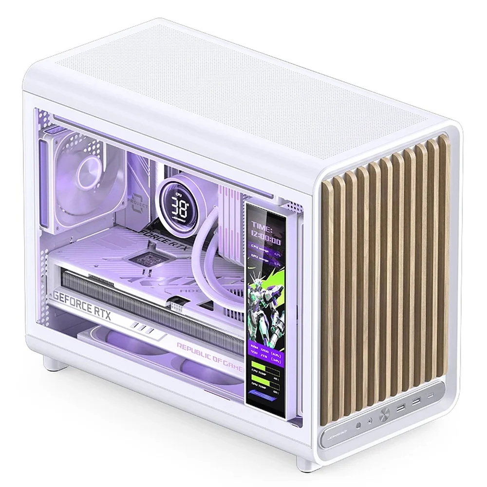 Imagem 2 de 5 do produto Gabinete Premium Jonsbo D33 Wood M-atx Branco E Madeira