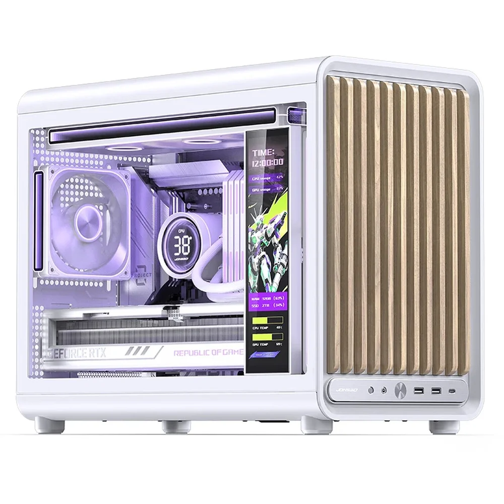 Imagem 3 de 5 do produto Gabinete Premium Jonsbo D33 Wood M-atx Branco E Madeira