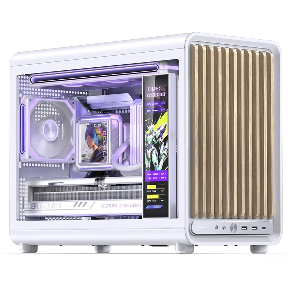 Imagem 4 de 5 do produto Gabinete Premium Jonsbo D33 Wood M-atx Branco E Madeira