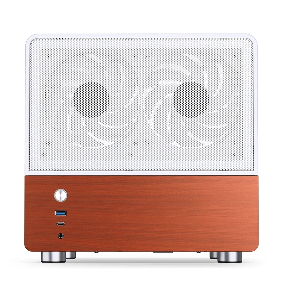 Imagem 2 de 5 do produto Gabinete Aquário Premium Jonsbo V12 M-atx Branco E Madeira Nogueira