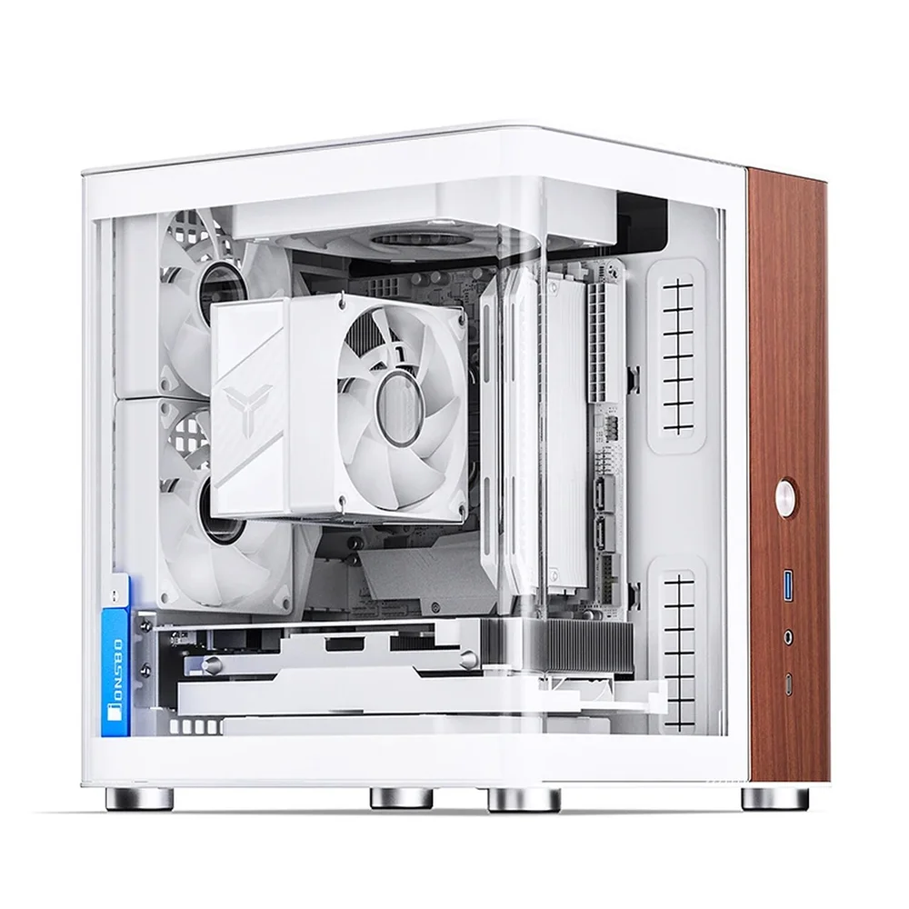 Imagem 4 de 5 do produto Gabinete Aquário Jonsbo Tk-0 Mini-itx Branco E Madeira