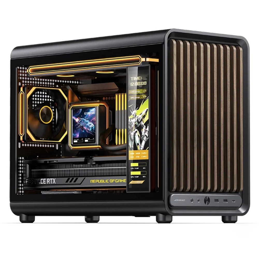 Imagem 2 de 5 do produto Gabinete Premium Jonsbo D33 Wood M-atx Preto E Madeira