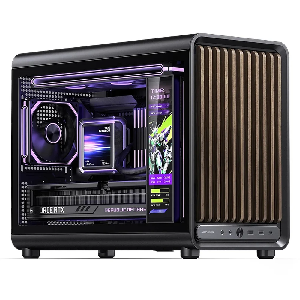 Imagem 3 de 5 do produto Gabinete Premium Jonsbo D33 Wood M-atx Preto E Madeira