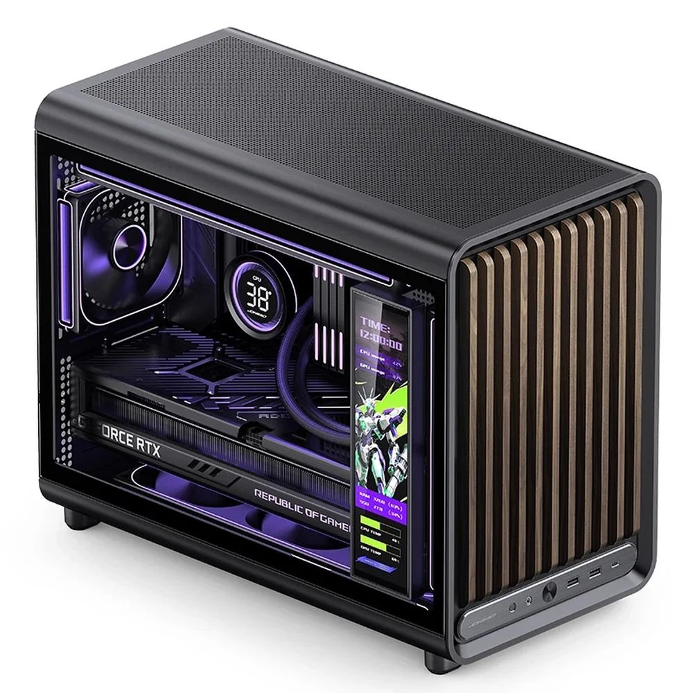 Imagem 4 de 5 do produto Gabinete Premium Jonsbo D33 Wood M-atx Preto E Madeira