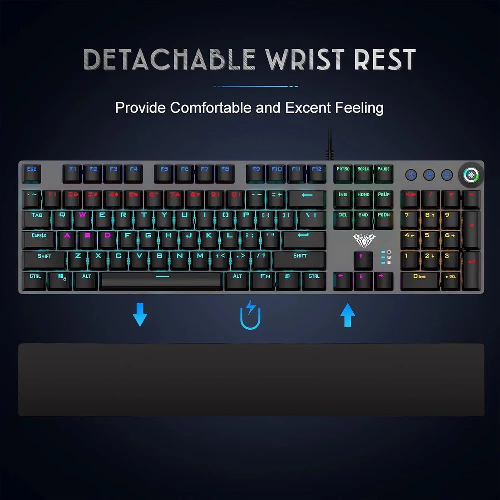 Imagem 2 de 3 do produto Teclado Mecânico Com Fio LED Rainbow Switch Azul Aula