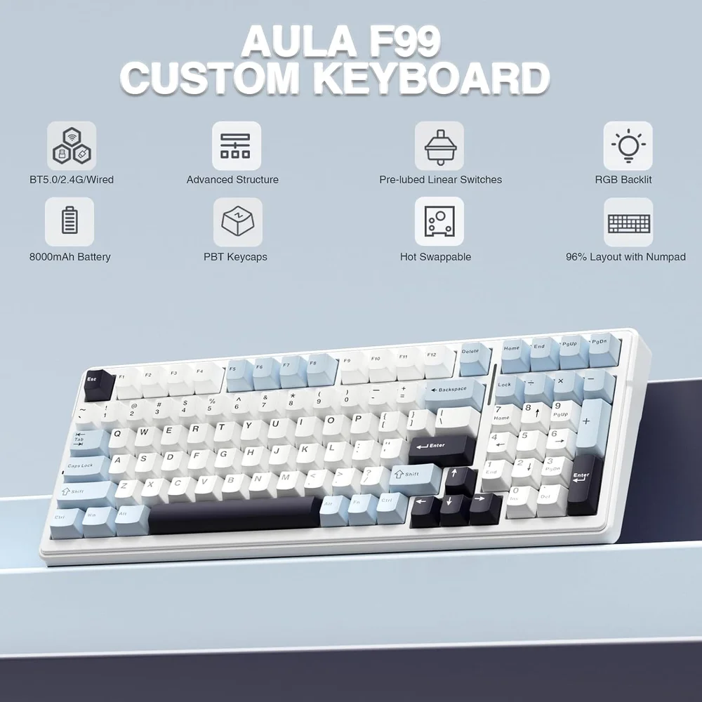 Imagem 3 de 3 do produto Teclado Mecânico Sem Fio RGB Hot Swap Aula F99
