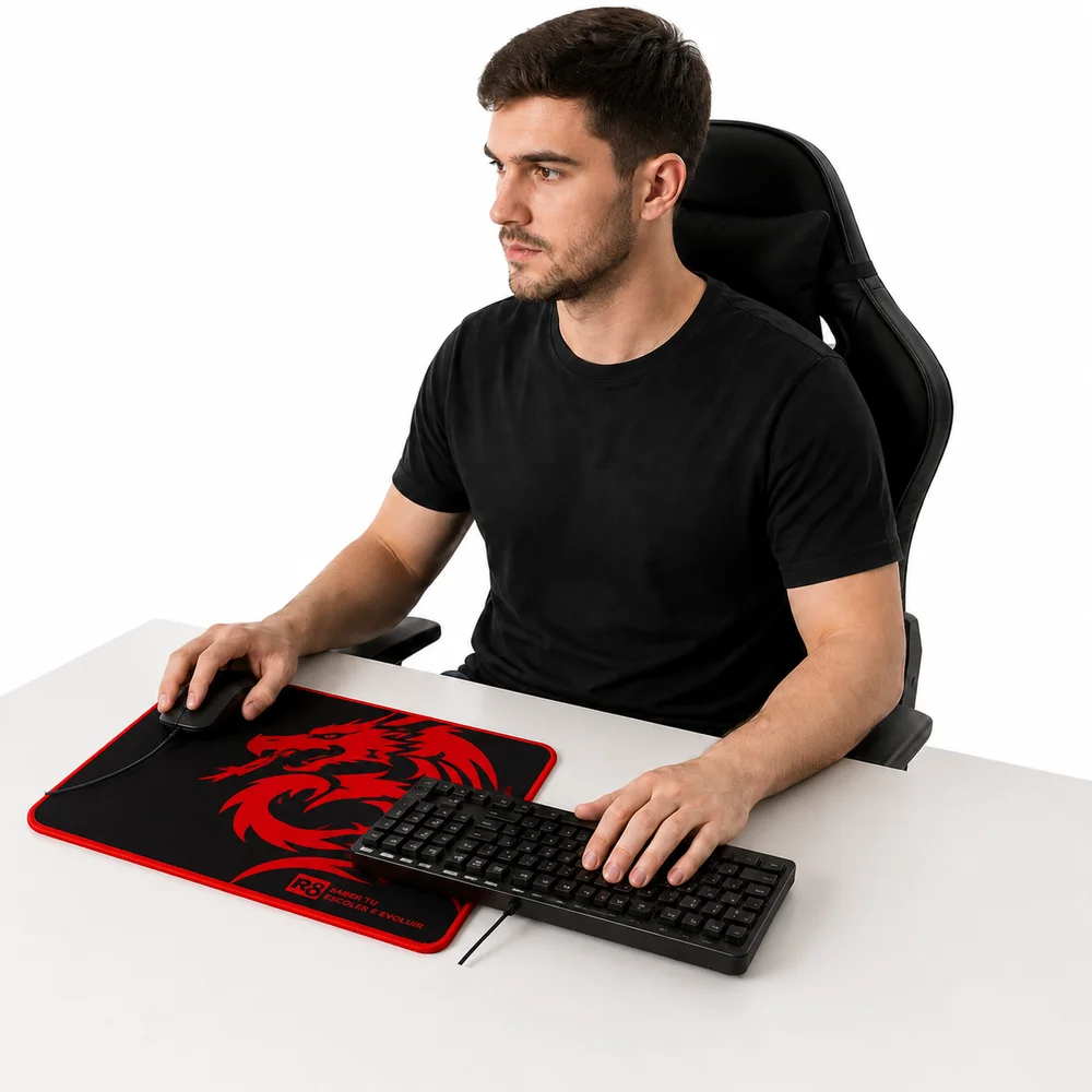Imagem 2 de 4 do produto Mouse Pad Gamer Grande 305x250mm Base Emborrachada Antiderrapante Alta Precisão Preto