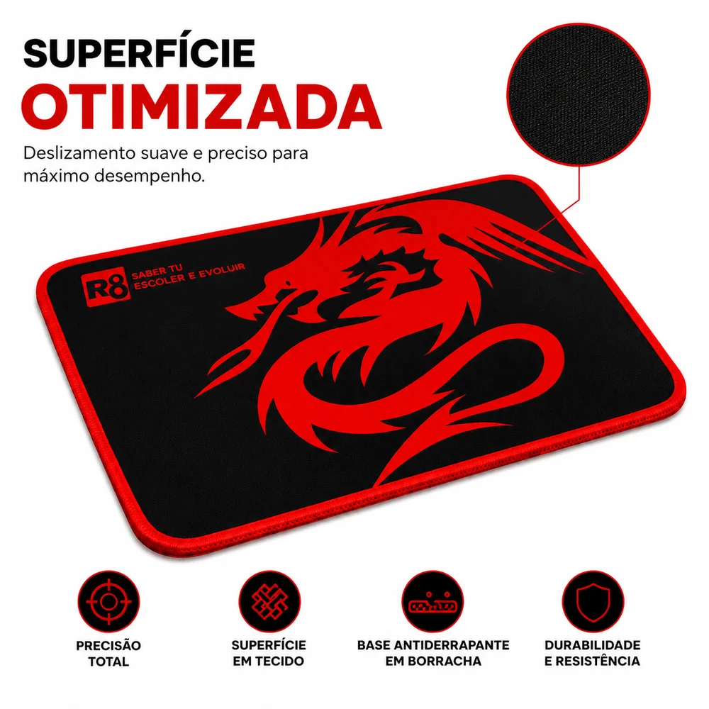 Imagem 4 de 4 do produto Mouse Pad Gamer Grande 305x250mm Base Emborrachada Antiderrapante Alta Precisão Preto