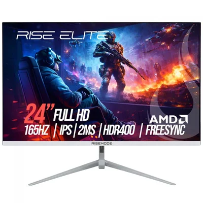 Monitor Gamer Rise Mode Elite, 24 Pol, Full Hd, Ips, 165hz, 2ms, 99% SRGB, Dp/vga, Branco, Rm-mog-24f165fh-w