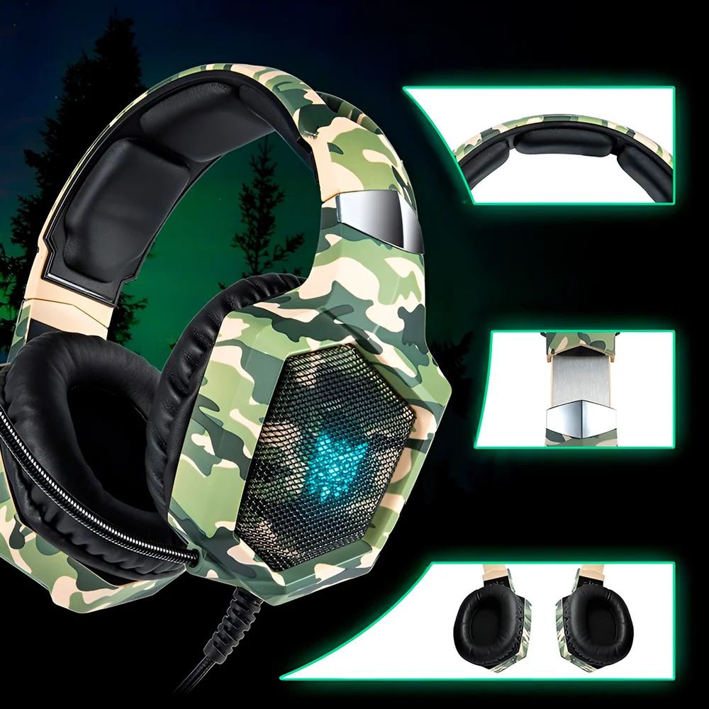 Imagem 3 de 5 do produto Fone Over Ear Gamer Profissional Headset Luz LED Com Fio