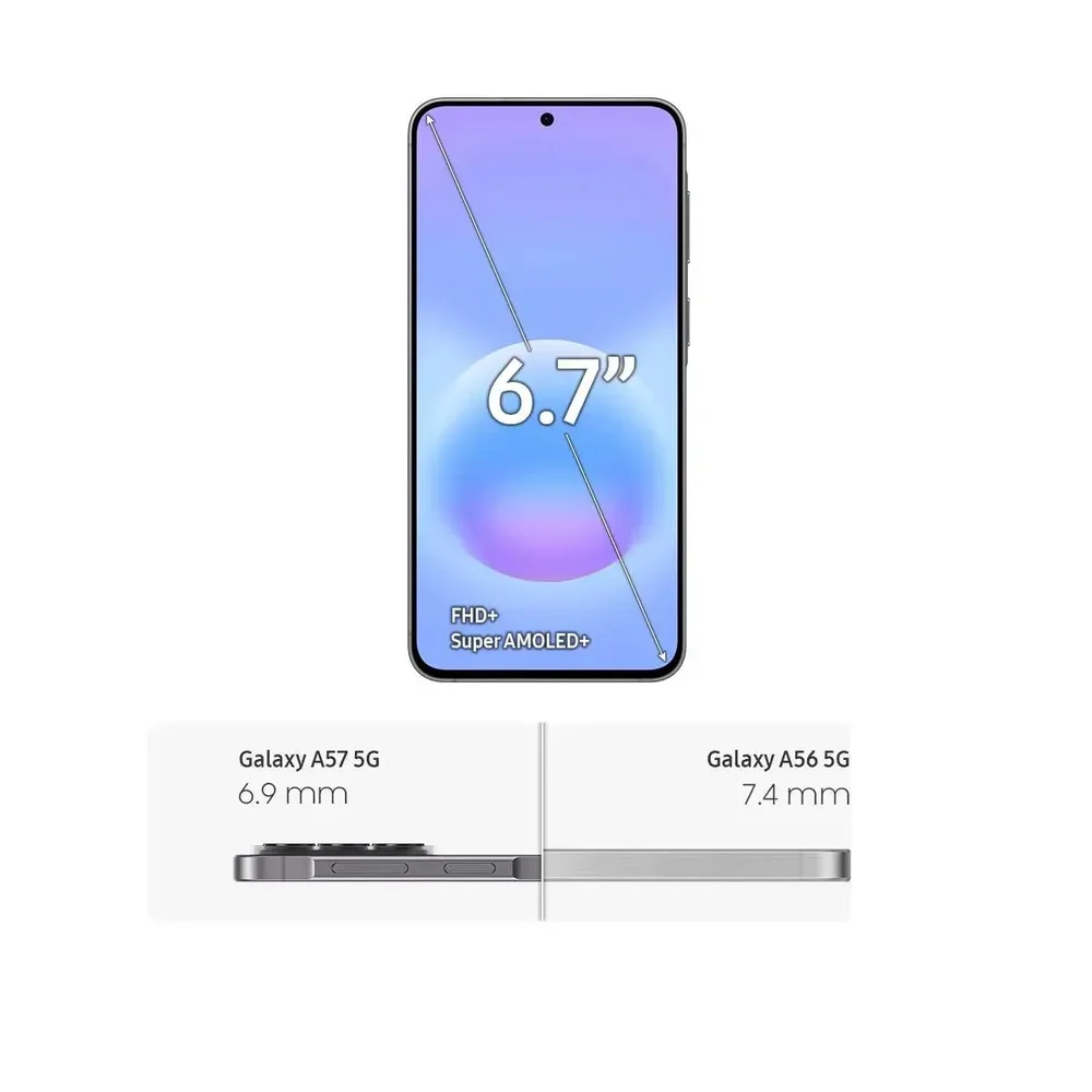 Imagem 2 de 4 do produto Celular Samsung Galaxy A57 5g, 128GB, 8GB Ram, Câmera 50mp, Ip68, Super AmoLED 6.7", Recursos Ai - Cinza