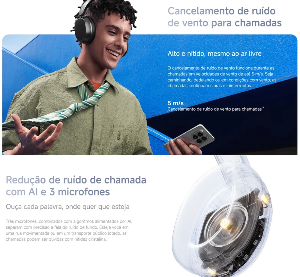 Imagem 5 de 5 do produto Fone De Ouvido Redmi Headphones Neo, Anc, 42db, Conexão Dupla, Equalizador De Som, Wireless, Preto