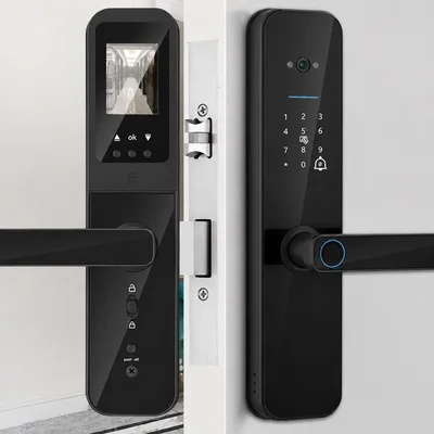 Fechadura Digital Inteligente Wi-fi Tuya Com Câmera Vídeo Porteiro Tela Lcd Interna Senha Cartão Rfid Biometria